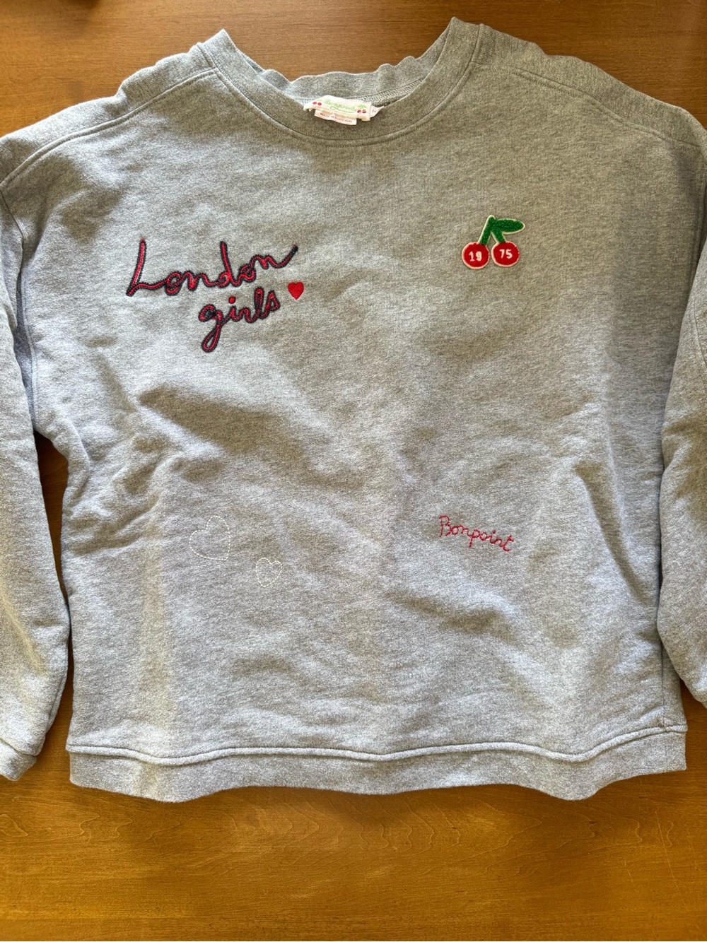 Bonpoint Grey Sweatshirt with Cherry Logo
